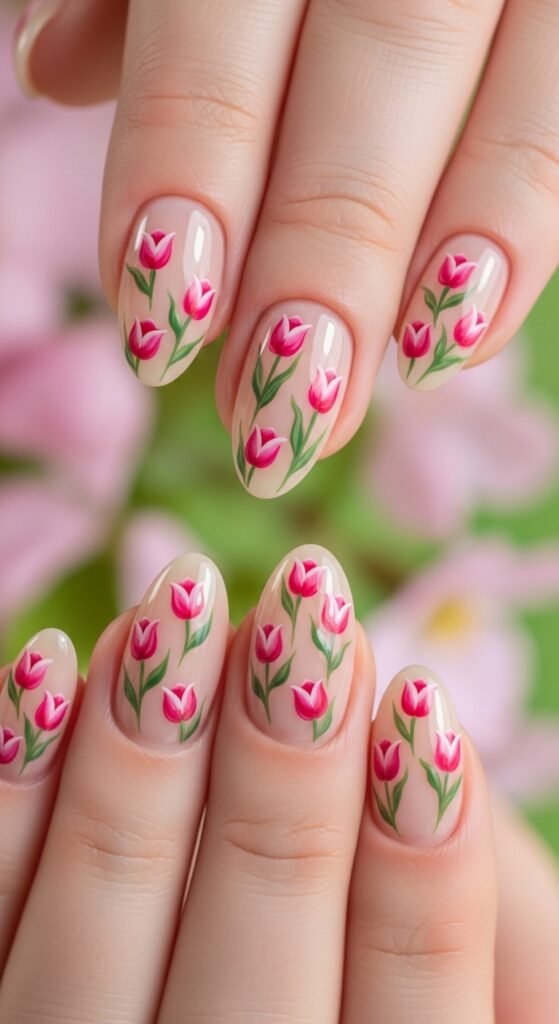 12. Tulip Nail Art