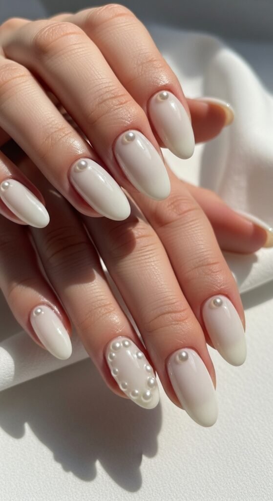 5. Milky White Elegant Nails