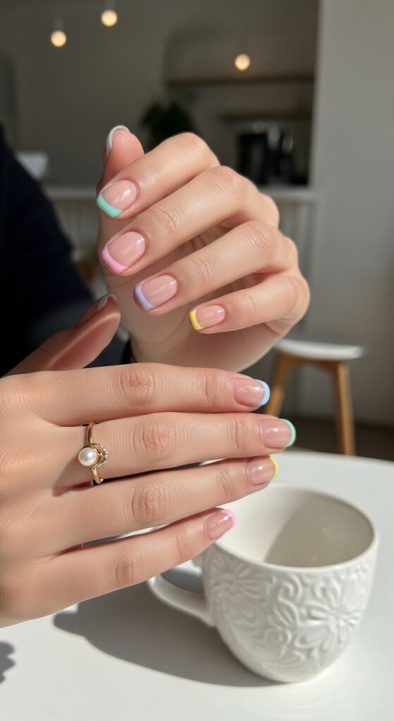 13. Nude Base with Colorful Tips