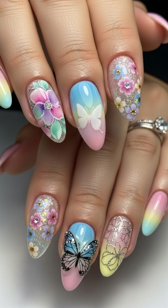 20. Full Spring Garden Nails