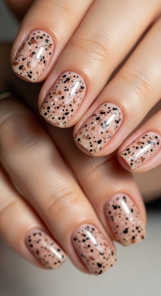 29. Speckled Nude Minimal Nails