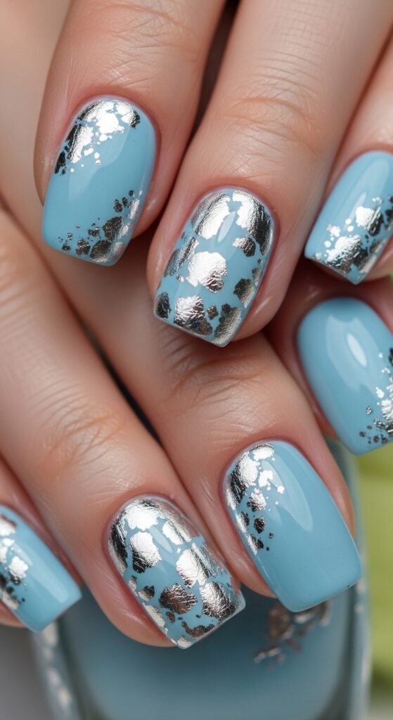 18. Baby Blue & Silver Foil