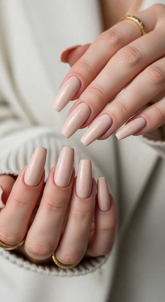 16. Beige Coffin Nails