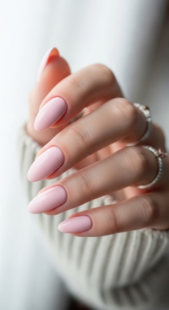 1. Soft Pink Glossy Nails