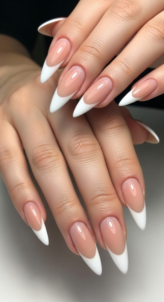 4. French Tip Stiletto Nails
