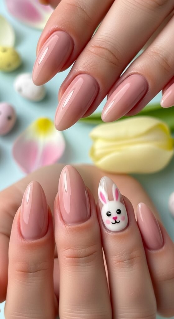 2. Bunny Face Accent Nails
