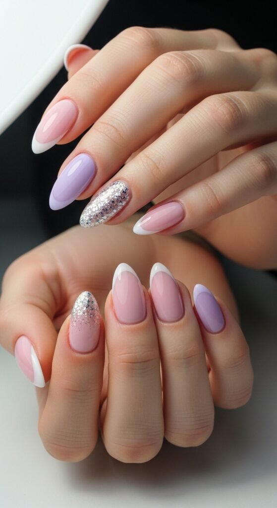 16. Glitter Accent Nails