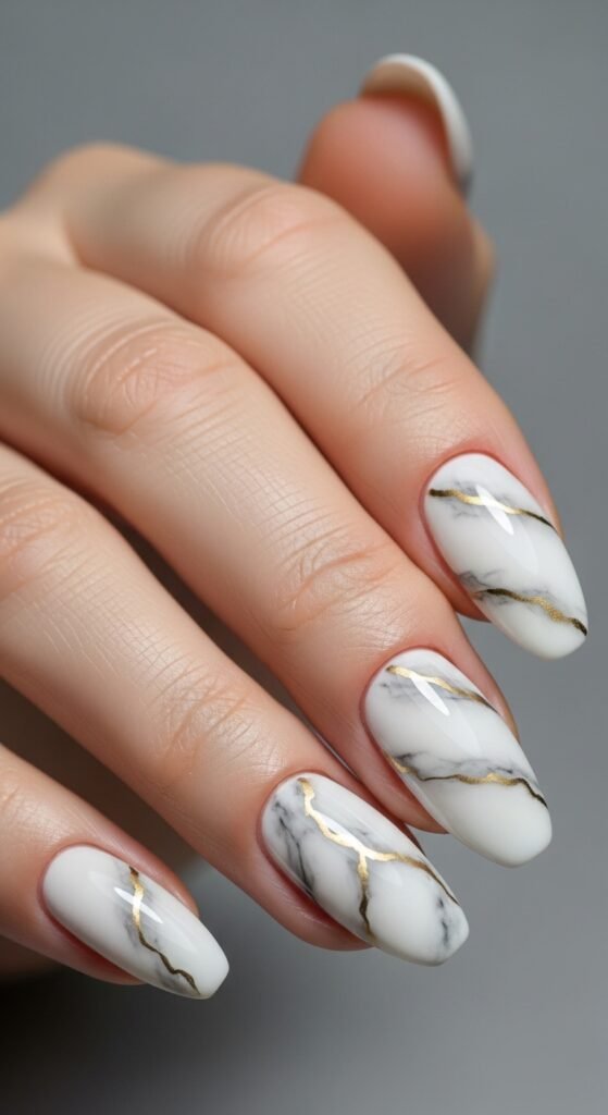 20. Marble Effect Gel Nails