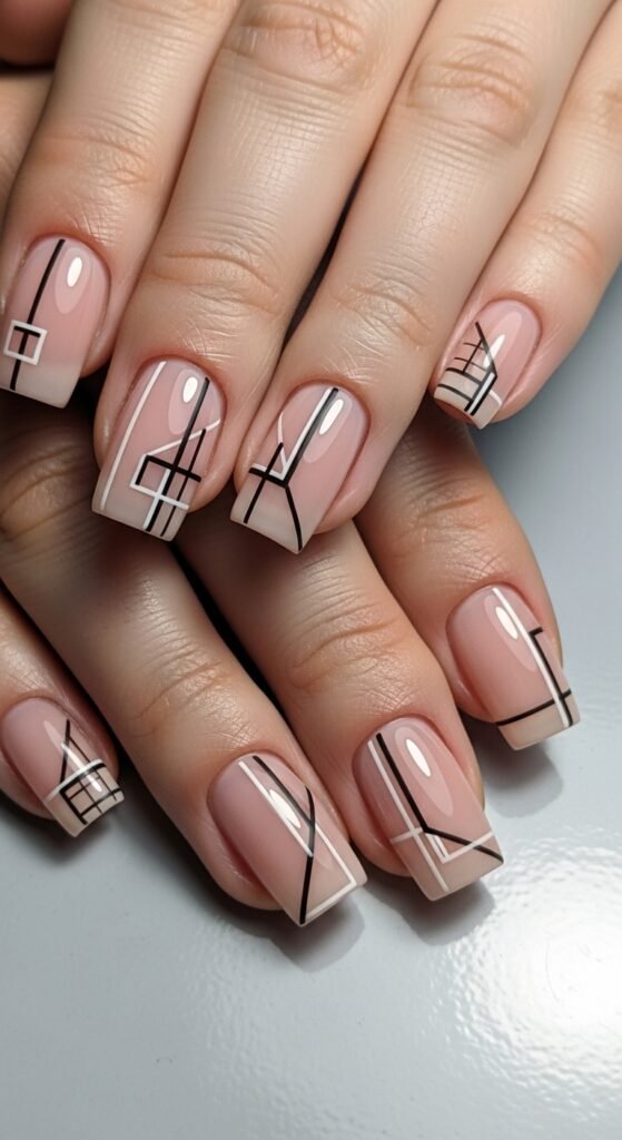 22. Negative Space Square Nails