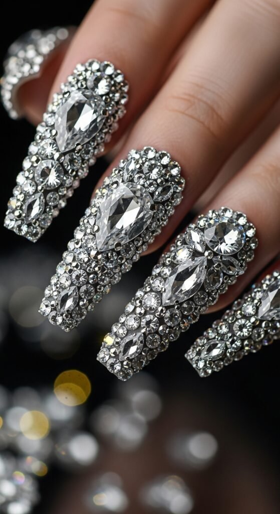 13. Luxury Diamond Crystal Nails