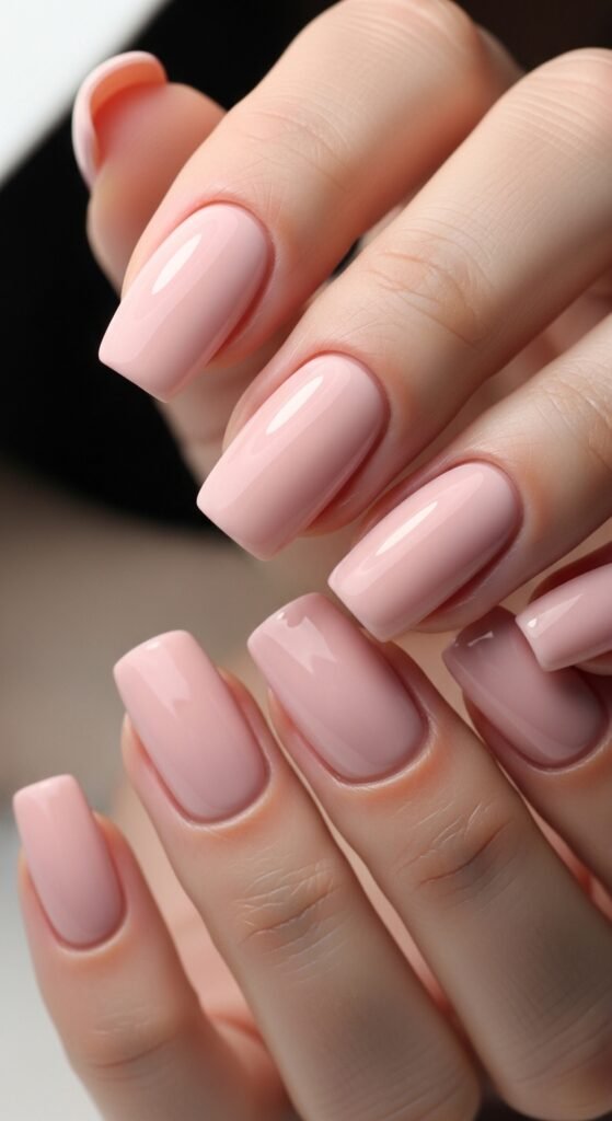 19. Pink Glossy Square Nails