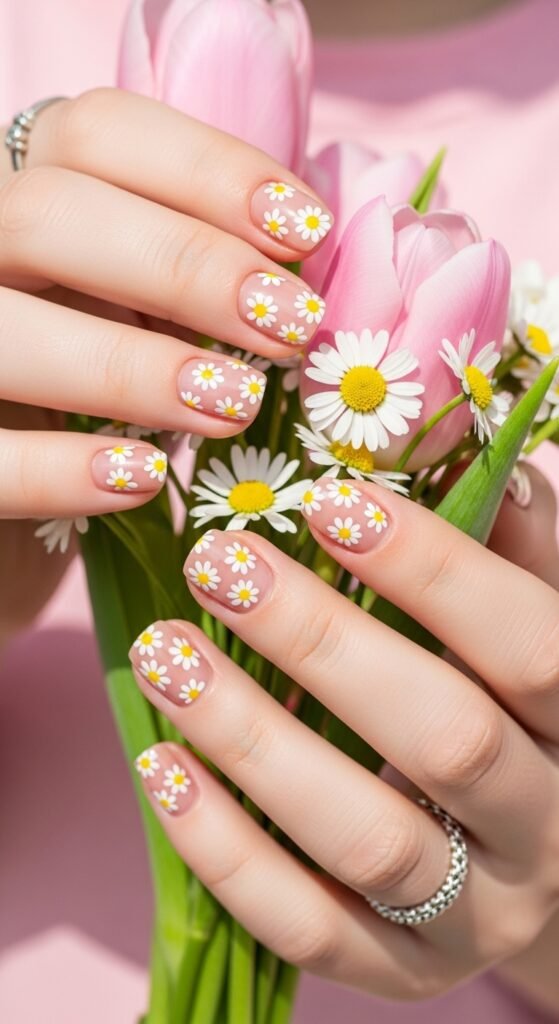 2. Daisy Flower Nail Art