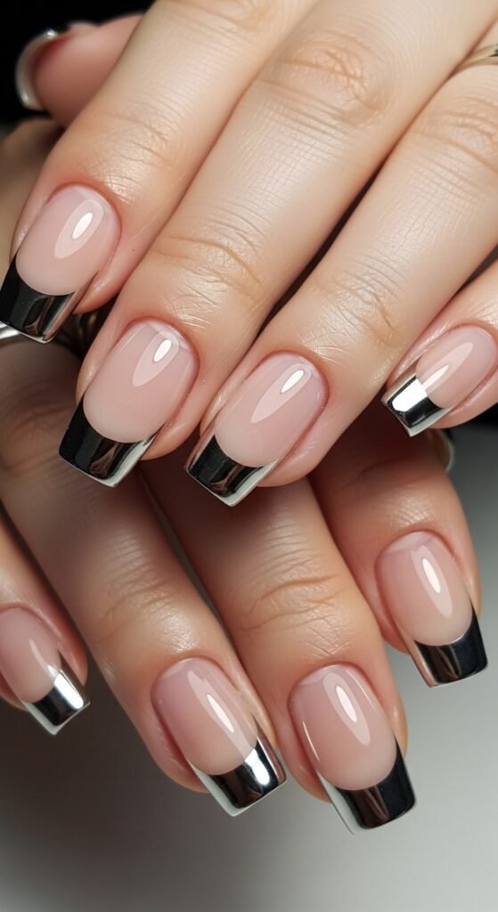 25. Chrome French Tips