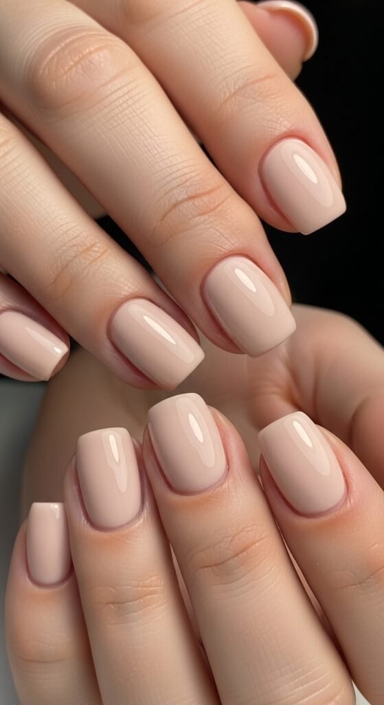 23. Soft Beige Gel Nails