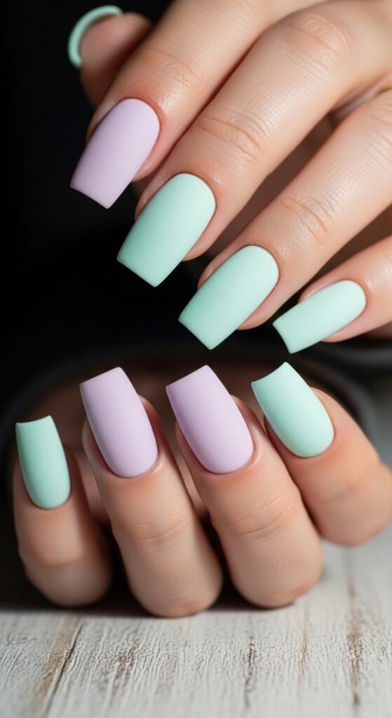 25. Matte Pastel Square Nails