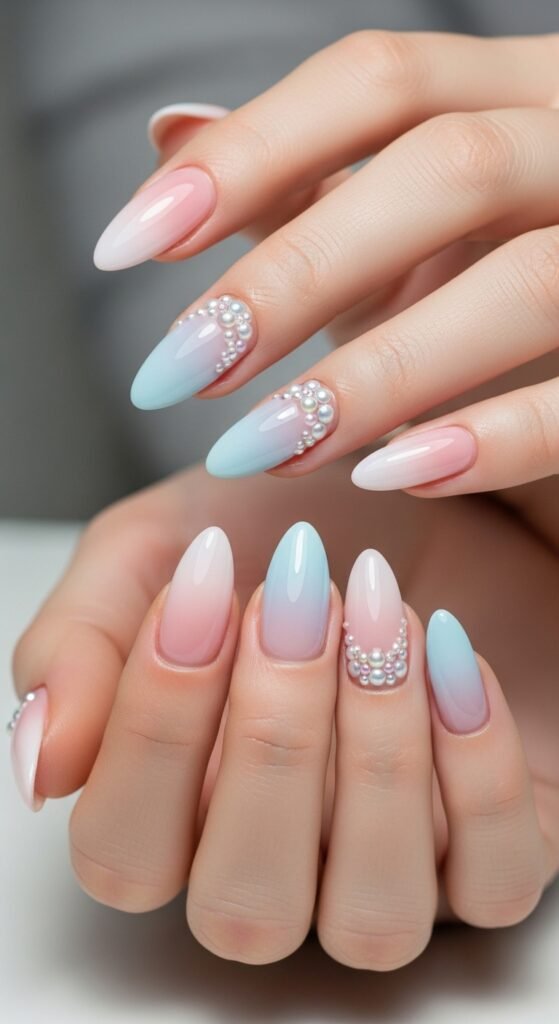 23. Pearl Accent Nails