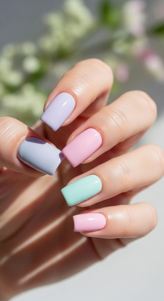4. Pastel Square Nails