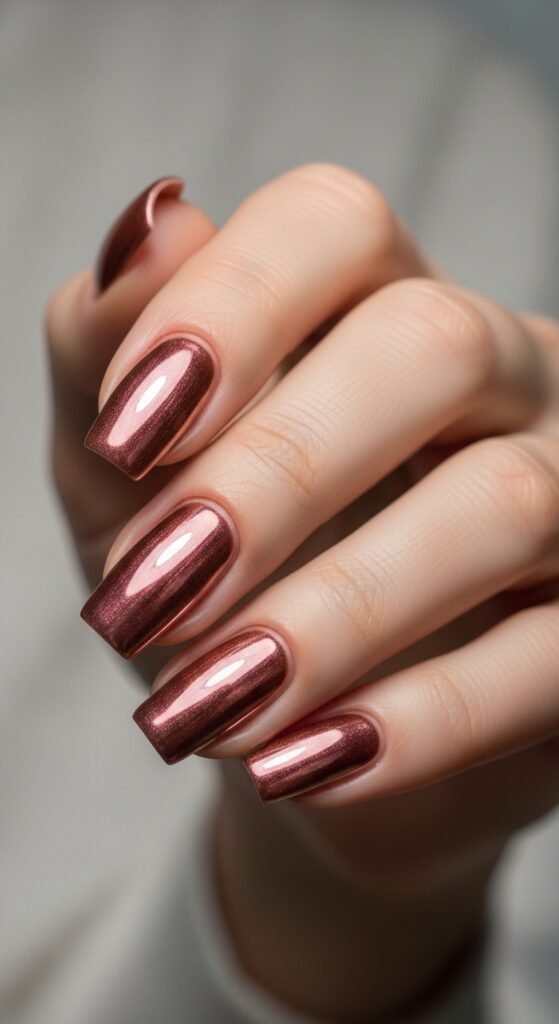 13. Rose Gold Gel Nails