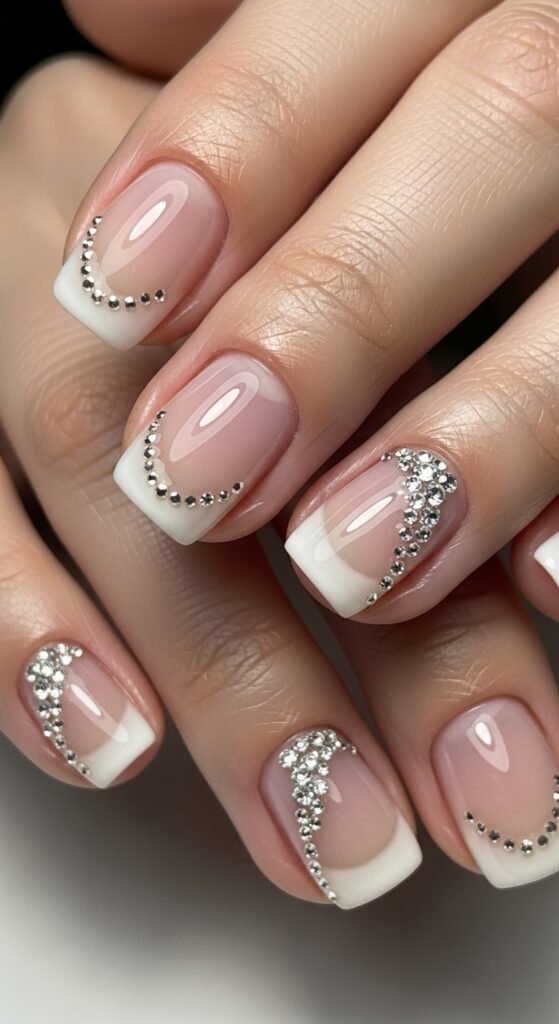 10. Short Crystal Nails