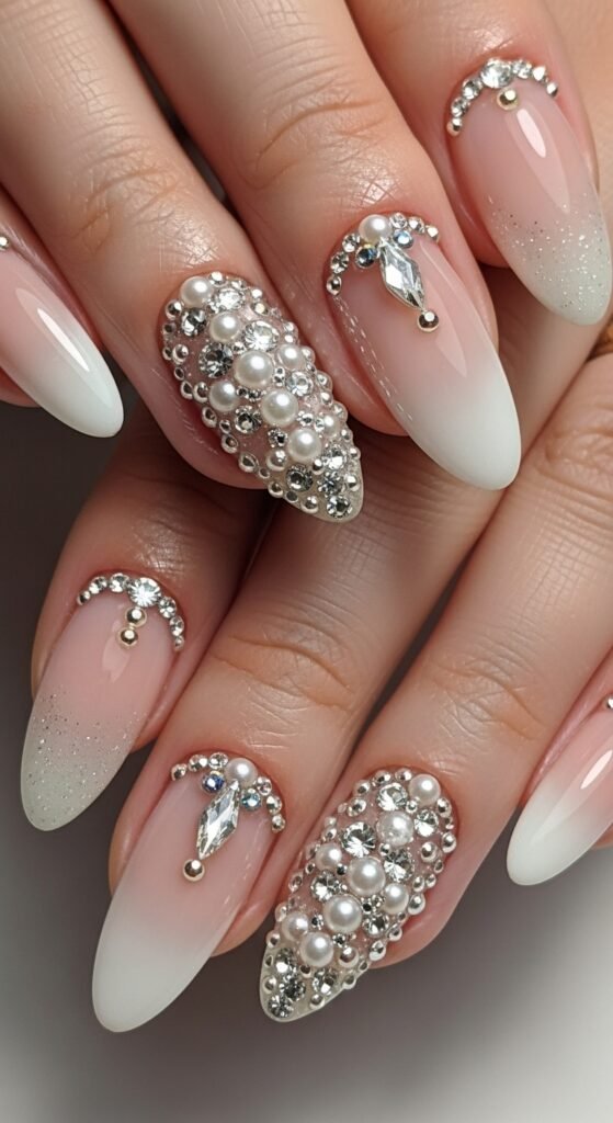 7. Bridal Crystal Nails