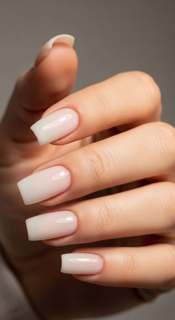9. Milky White Square Nails