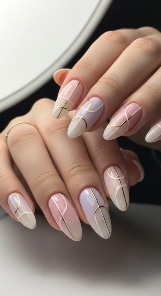 21. Minimal Line Art Nails