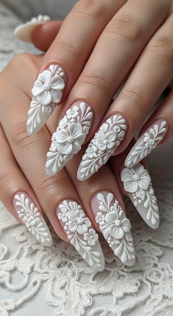 24. 3D Floral Nails