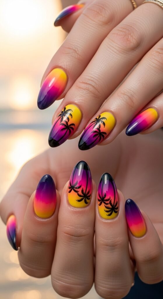 2. Tropical Palm Tree Nails