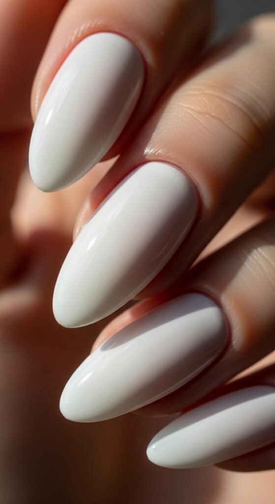 1. Milky White Gloss Nails
