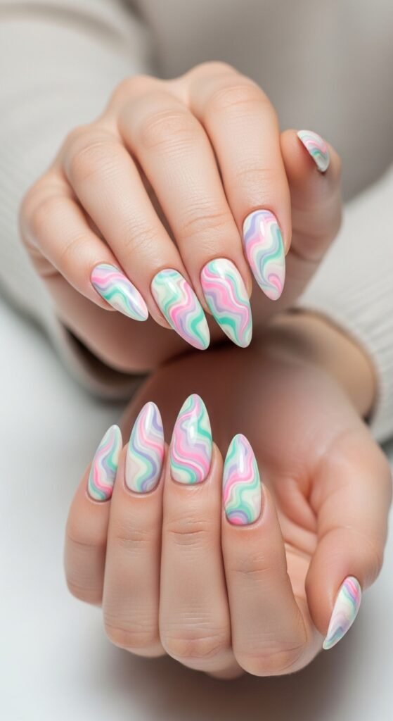 19. Marble Pastel Nails