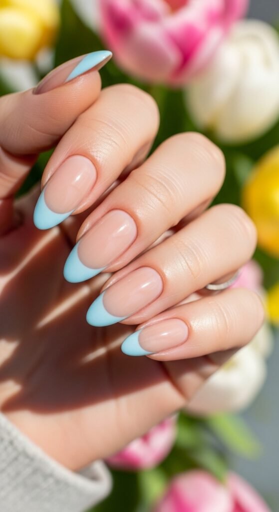 25. Baby Blue French Tips