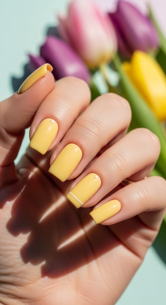 4. Butter Yellow Minimal Nails