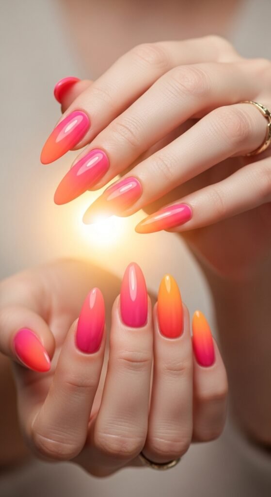 3. Sunset Ombre Nails