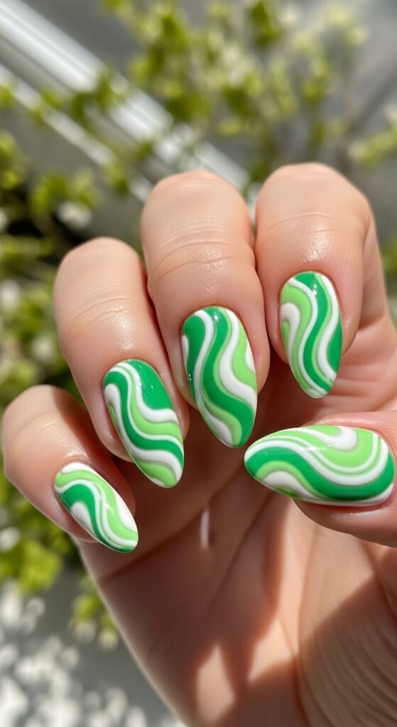 22. Green & White Swirls