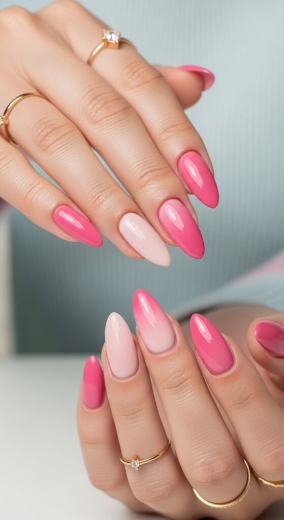 12. Pink Ombre Nails
