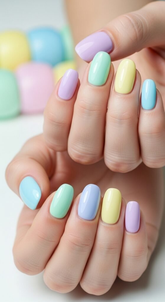 9. Pastel Gel Nails