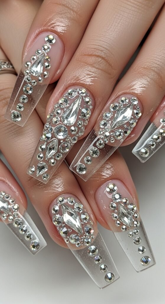 6. Clear Acrylic Crystal Nails