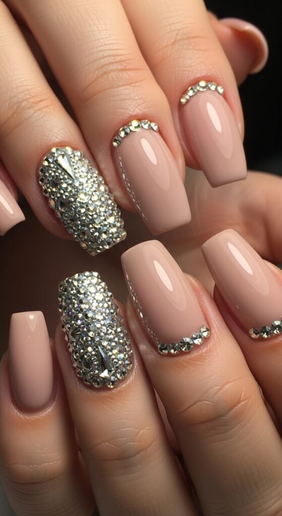 20. Statement Accent Crystal Nails