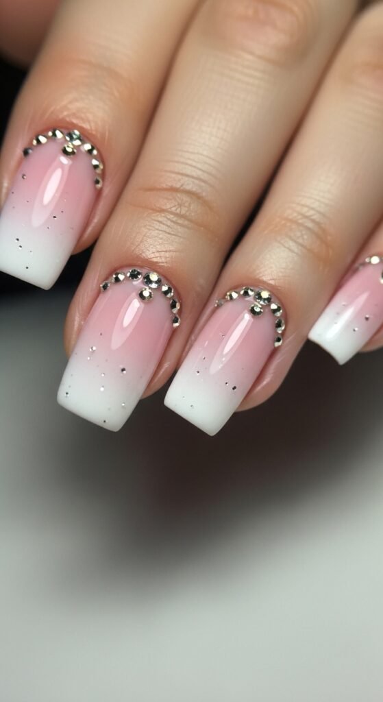 12. Ombre Crystal Nails