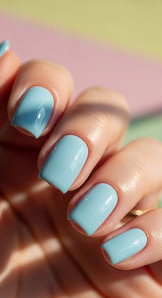 9. Baby Blue Gloss Nails