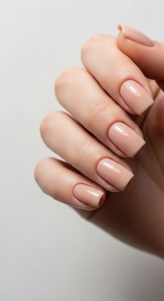 23. Short Square Gloss Nails