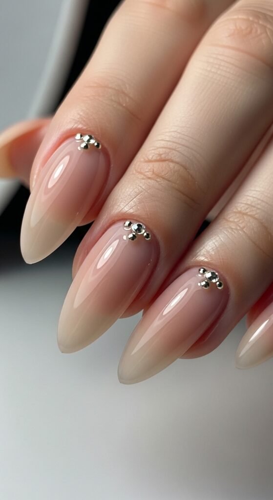 16. Almond Crystal Nails
