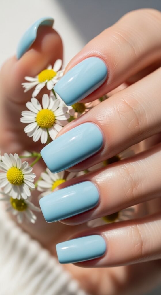 10. Sky Blue Gloss Nails