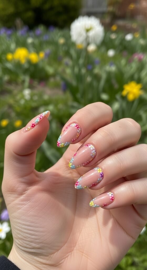 9. Floral French Manicure