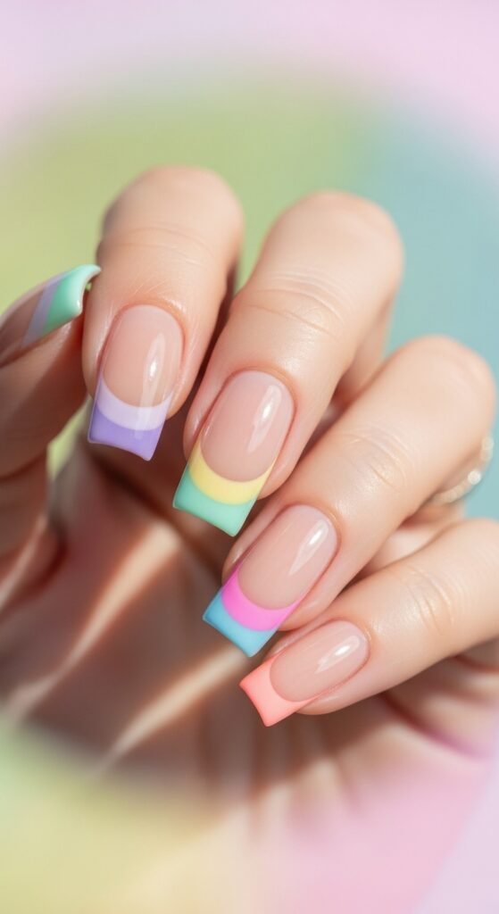6. Pastel Rainbow Tips