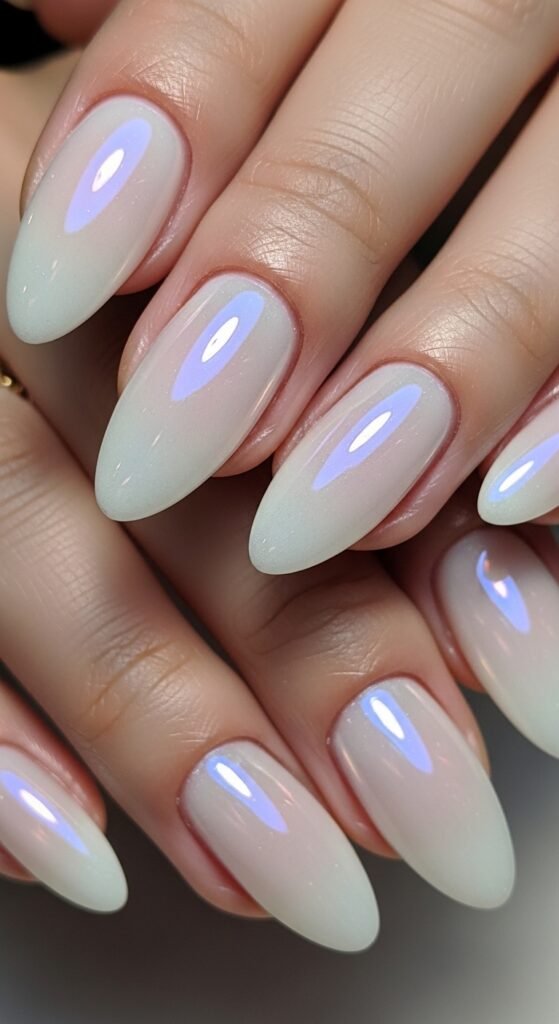 12. Pearl Chrome Gel Nails