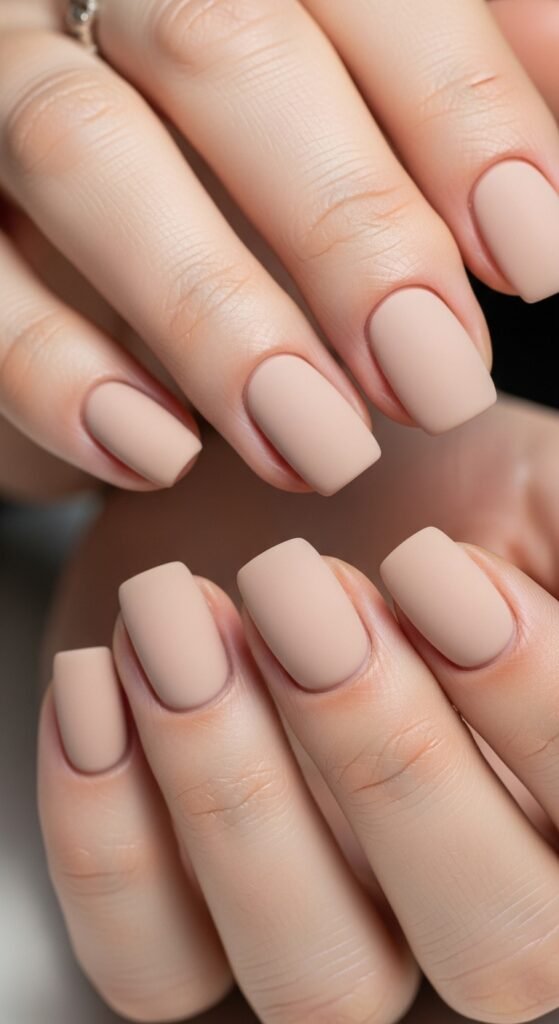 14. Matte Nude Gel Nails