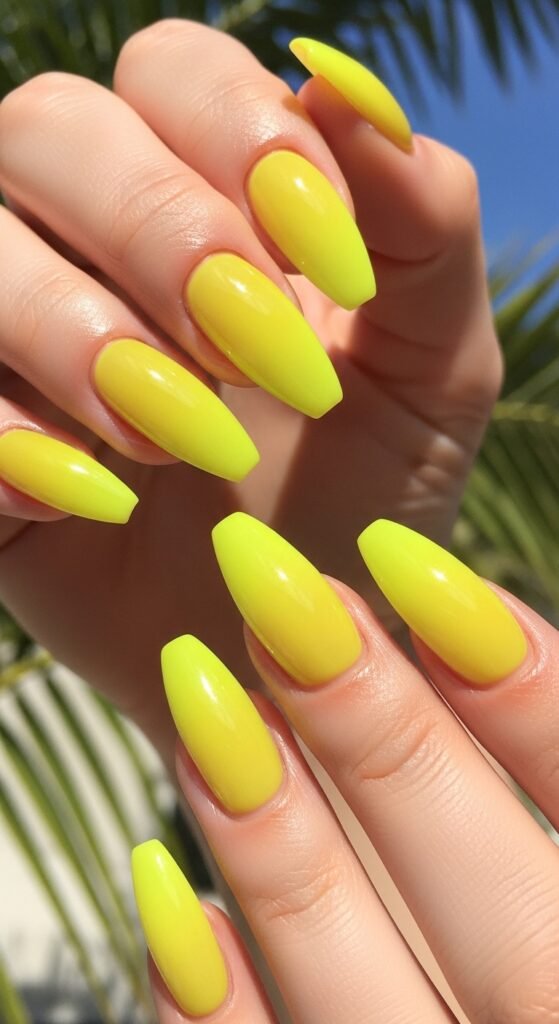 19. Neon Yellow Jelly Nails