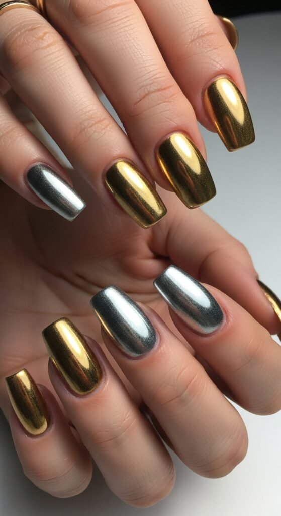 28. Metallic Gel Nails