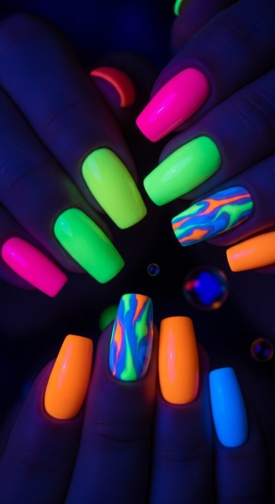 5. Neon Pop Nails